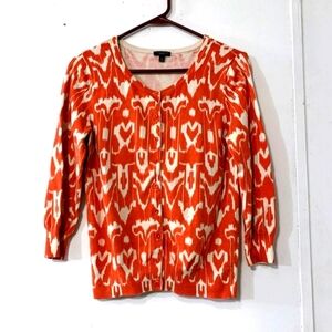 🐦- Talbots sz S Orange and White Silk Blend Sweater